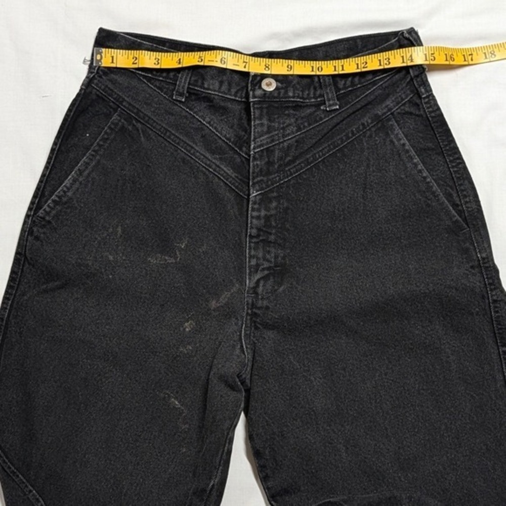 Vintage Wrangler Black High Waist Western V-Yoke Tapered Jeans Made in USA 15x36 - Picture 8 of 16